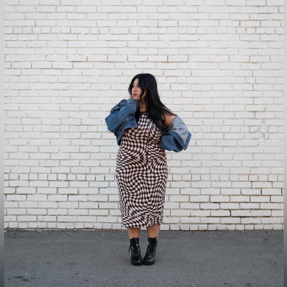 Wild Fable Brown and White Geometric Dress XXL